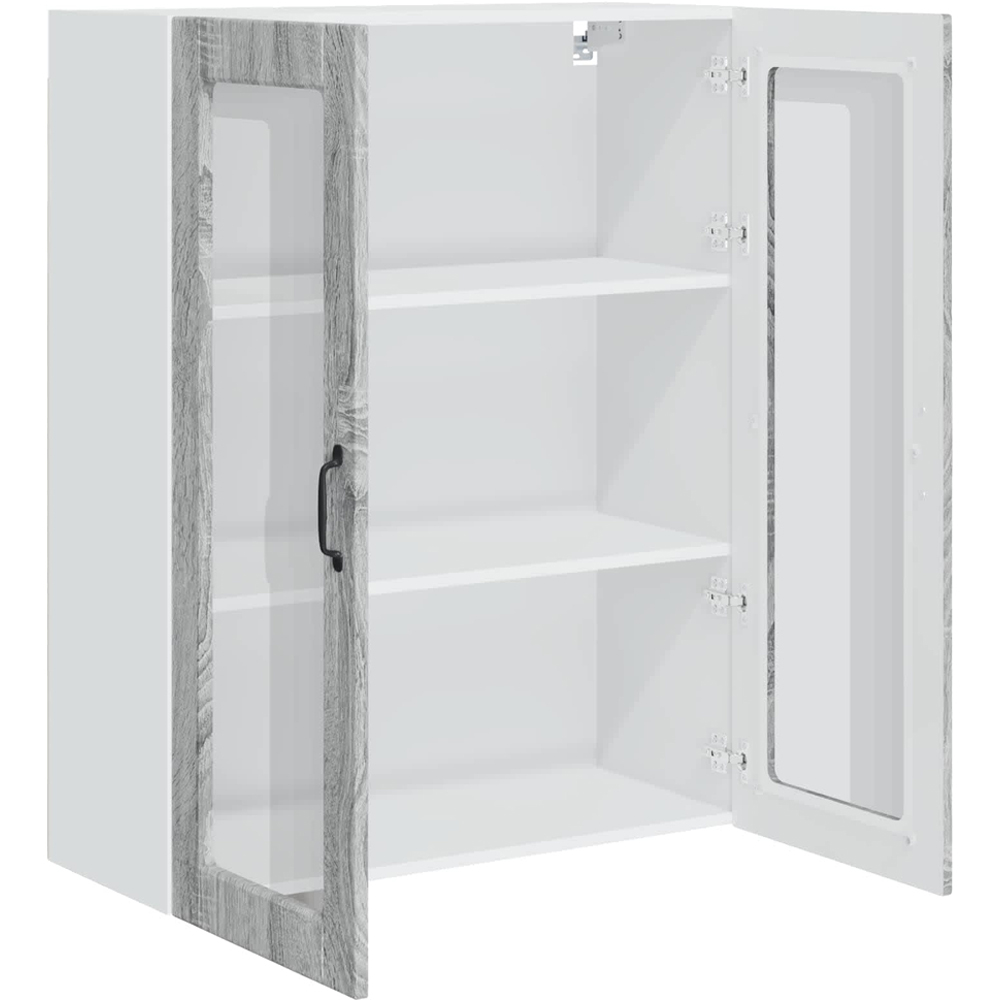 vidaXL 2 Glass Door Grey Sonoma Kitchen Wall Cabinet Image 5