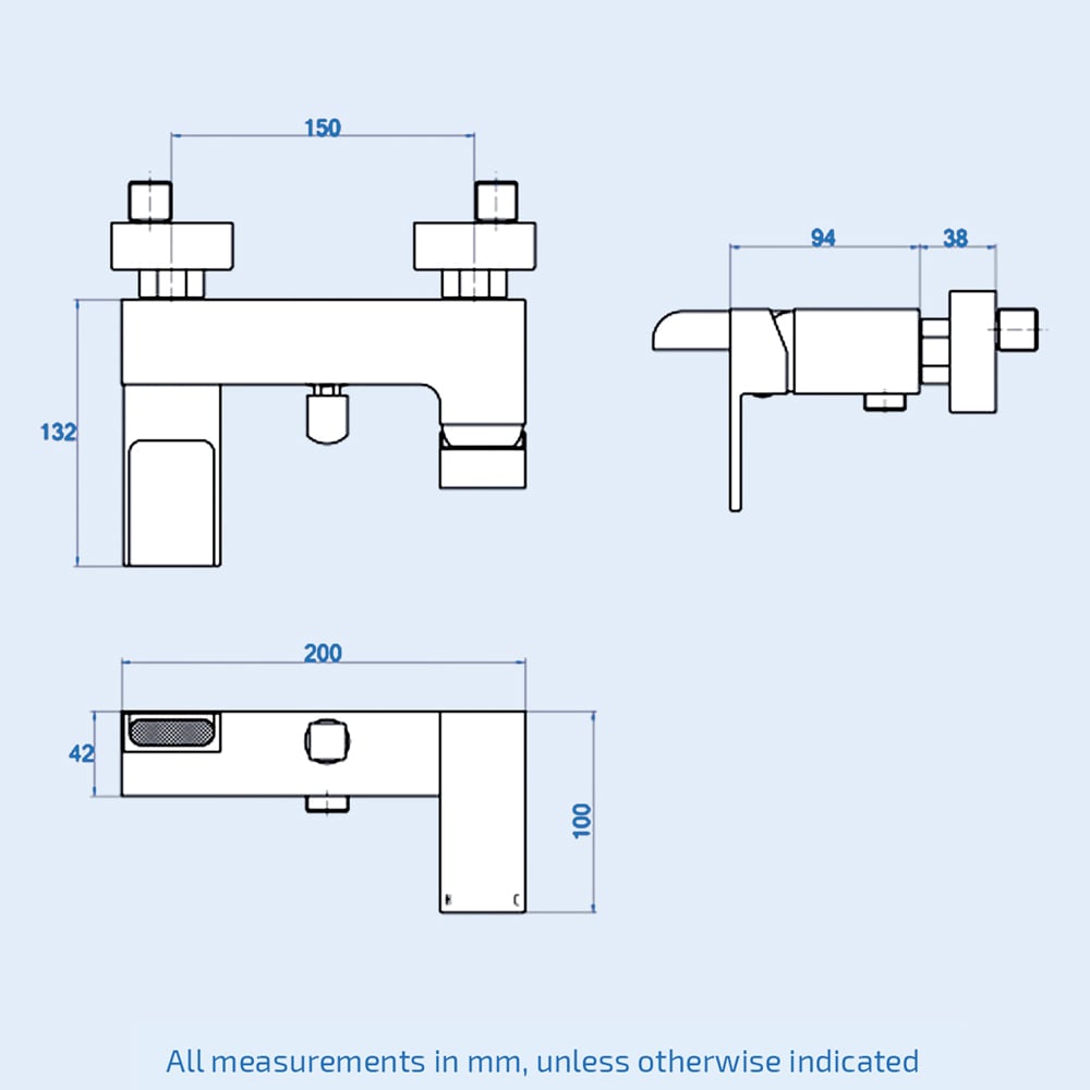 Nes Home Nova Waterfall Chrome Square Bath Shower Mixer Tap Image 3