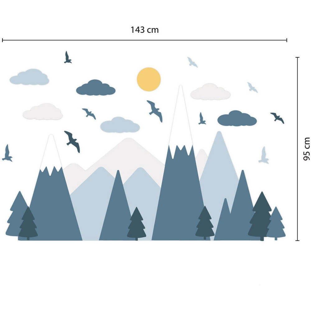 Walplus Blue Mountain Landscape Wall Sticker 80 x 143cm Image 7