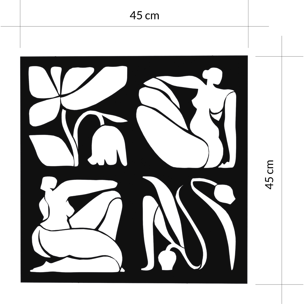 Decortie Aitus Abstract Nude Female Design Black Metal Wall Art Image 5