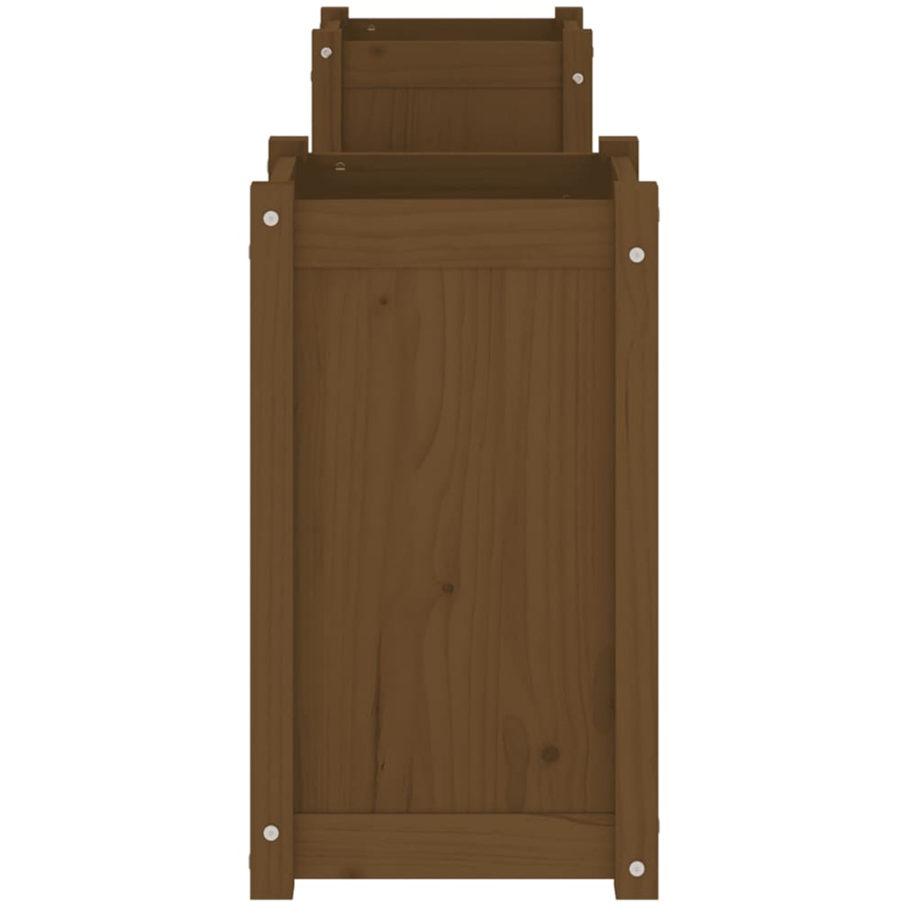 vidaXL 2-in-1 Honey Brown Solid Pine Wood Planter Box with 2 Seater Bench Image 5