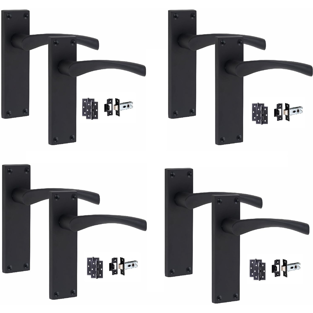 Golden Grace Black Victorian Scroll Astrid Door Handle Set 4 Pack Image 1