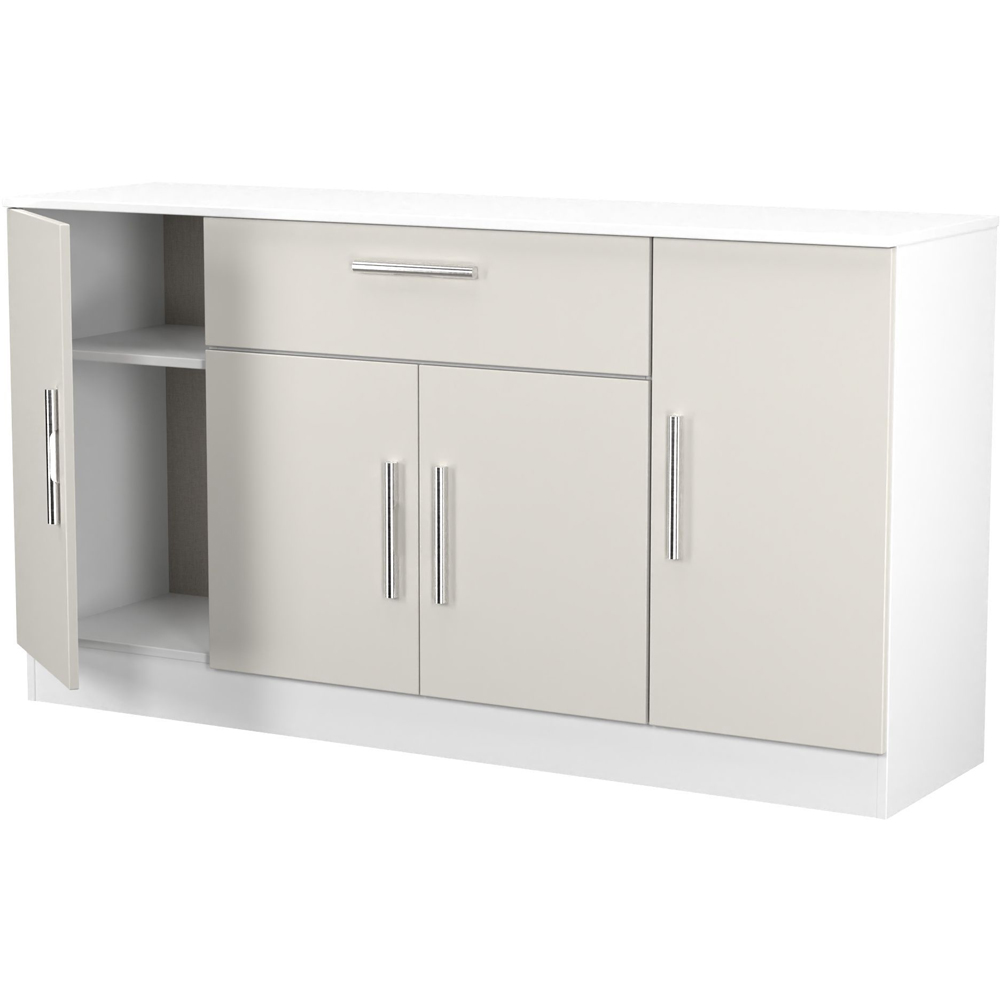 Crowndale Contrast 4 Door Single Drawer Grey Matt and White Wide Sideboard Ready Assembled Image 7