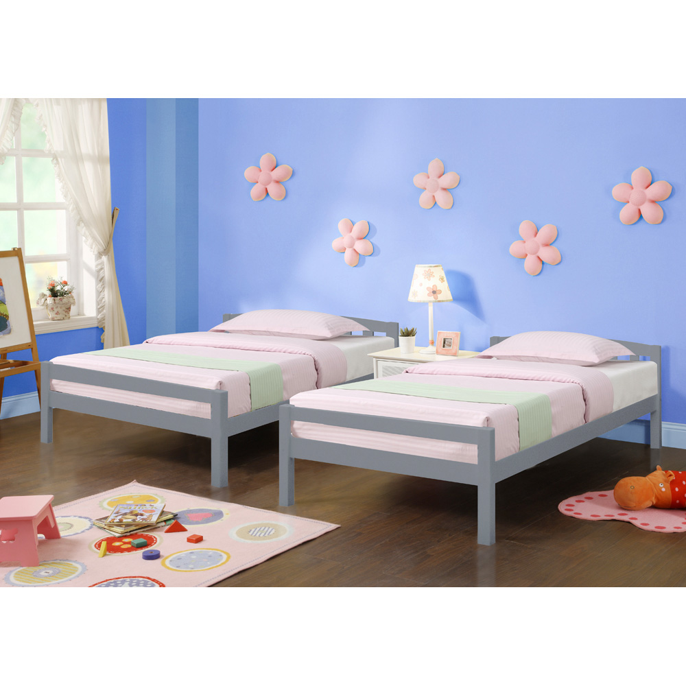 Comfy Living Grey Detachable Wooden Bunk Bed Image 4