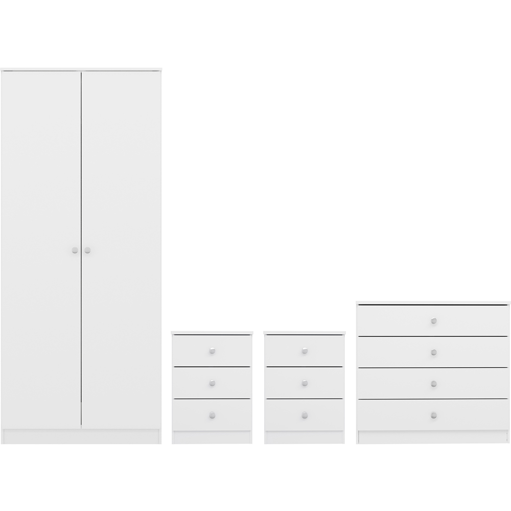 Seconique Denver 2 Door Wardrobe White Gloss Bedroom Furniture Set Image 2