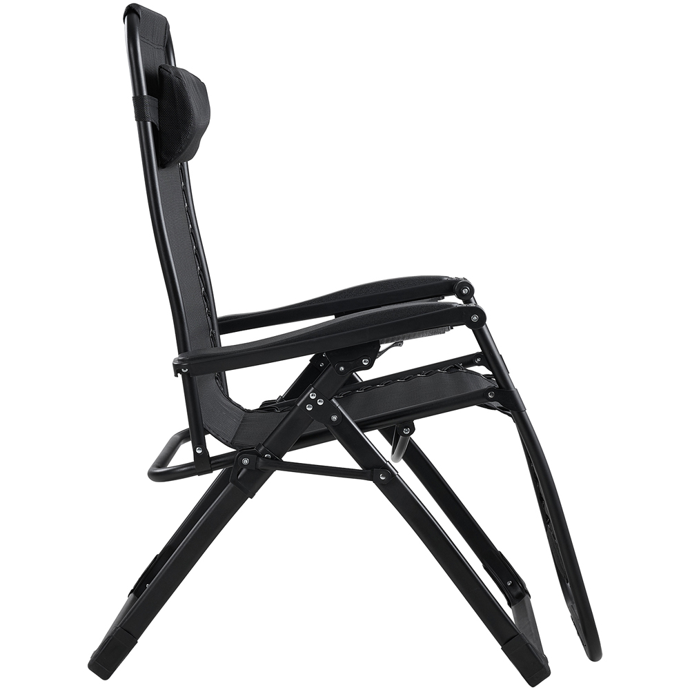 Living and Home Grey Padded Zero Gravity Folding Outdoor Recliner Chair with Side Tray Image 3
