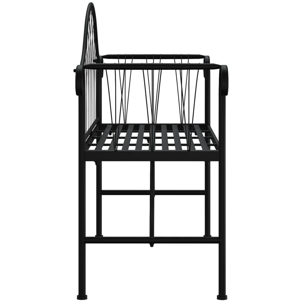 vidaXL 2 Seater Black Metal Garden Bench with Armrest Image 4
