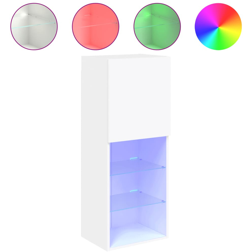 vidaXL Single Door 3 Shelf Tall TV Cabinet with LED Lights Image 3