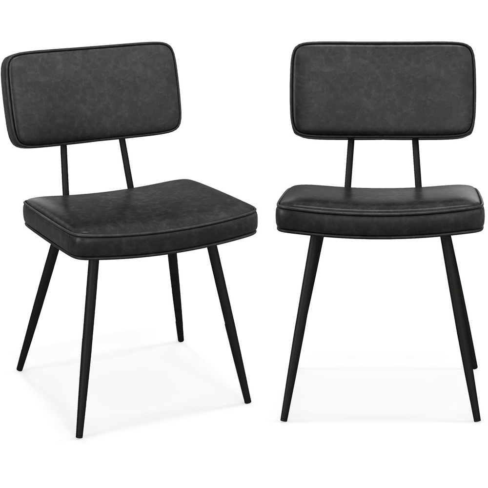Costway Set of 2 Black Faux Leather Upholstered Dining Chairs Image 2