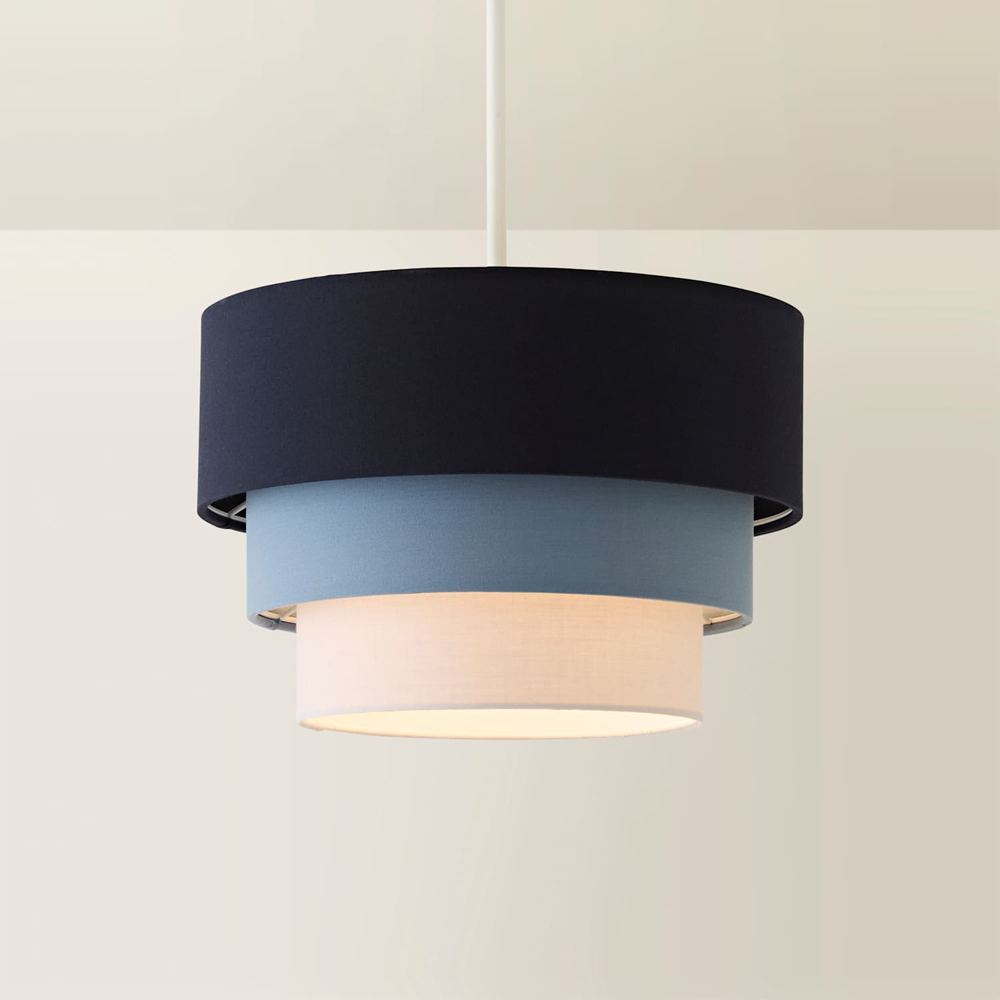 ValueLights Aztec 3 Tier Navy Blue Fabric Easy Fit Ceiling Pendant Lamp Shade 30cm Image 3