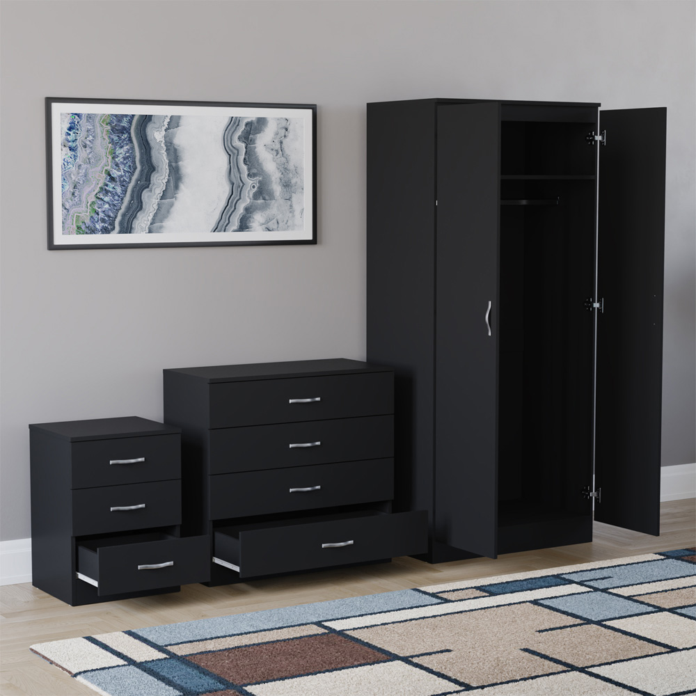 VIDA DESIGNS Riano Black 3 Piece Bedroom Furniture Set Image 4