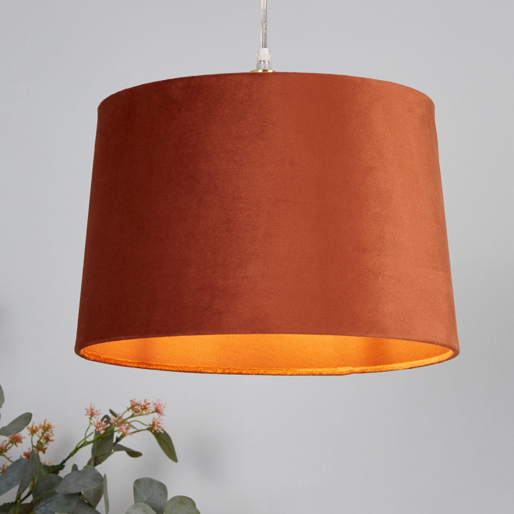 Lighting Collection Posner Burnt Orange Velvet Tapered Drum Lamp Shade 30cm Image 2