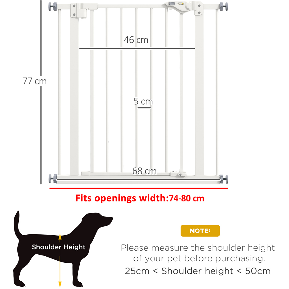 PawHut White 74-80cm Pet Safety Gate Image 8