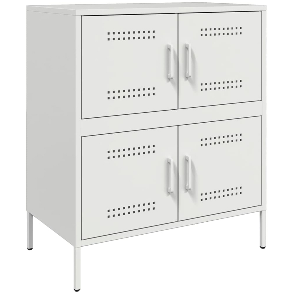 vidaXL 4 Door Steel White Sideboard Image 2