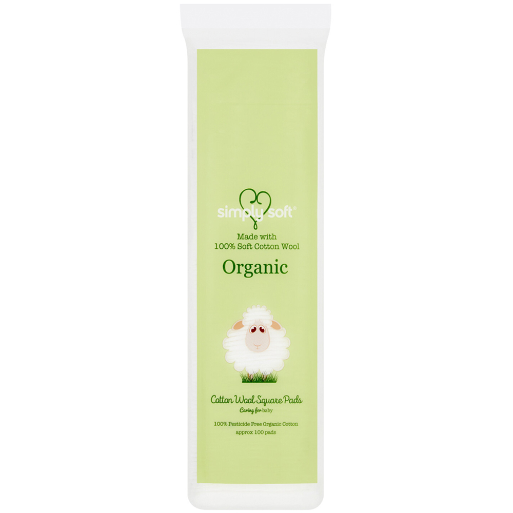 Simply Organic Cotton Wool Square Pads 100 Pack Image