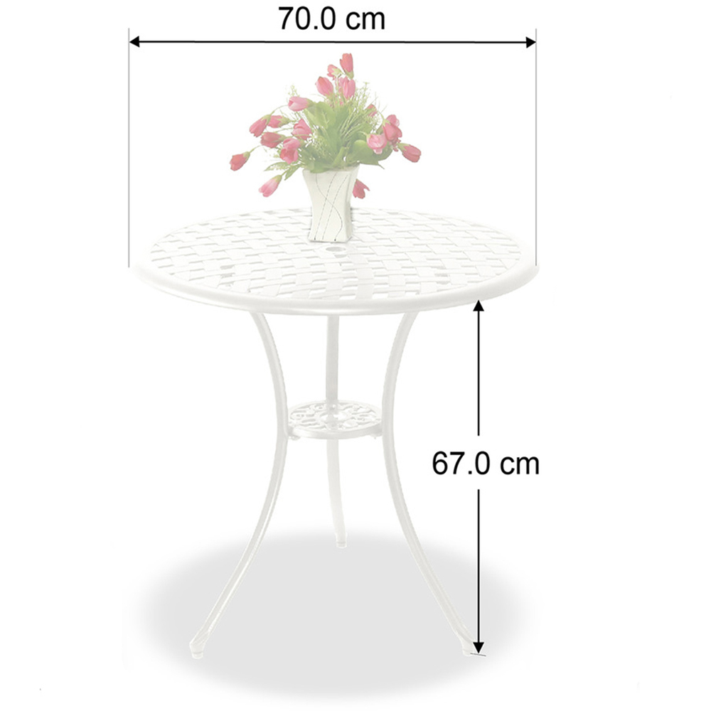 Centurion Oshowa 2 Seater White Round Garden Bistro Table with Parasol Hole Image 5