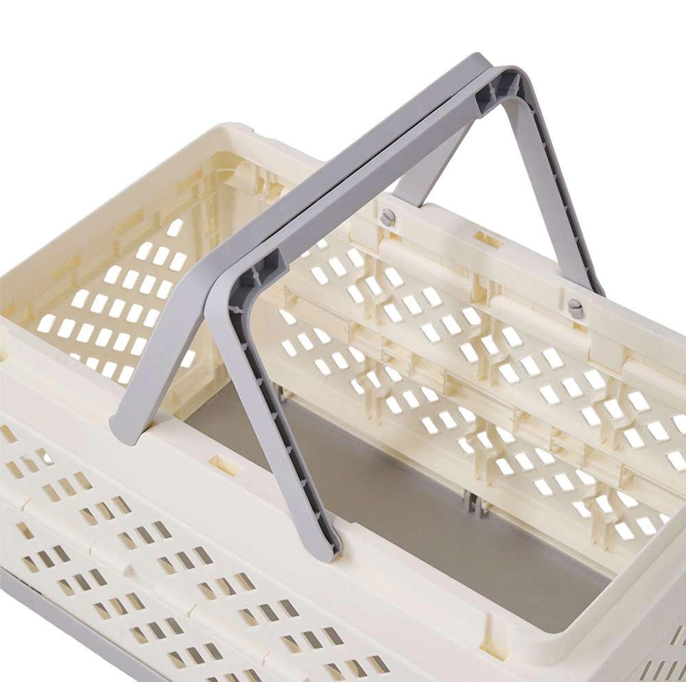 Living and Home Cream and Grey Foldable Laundry Basket Image 6