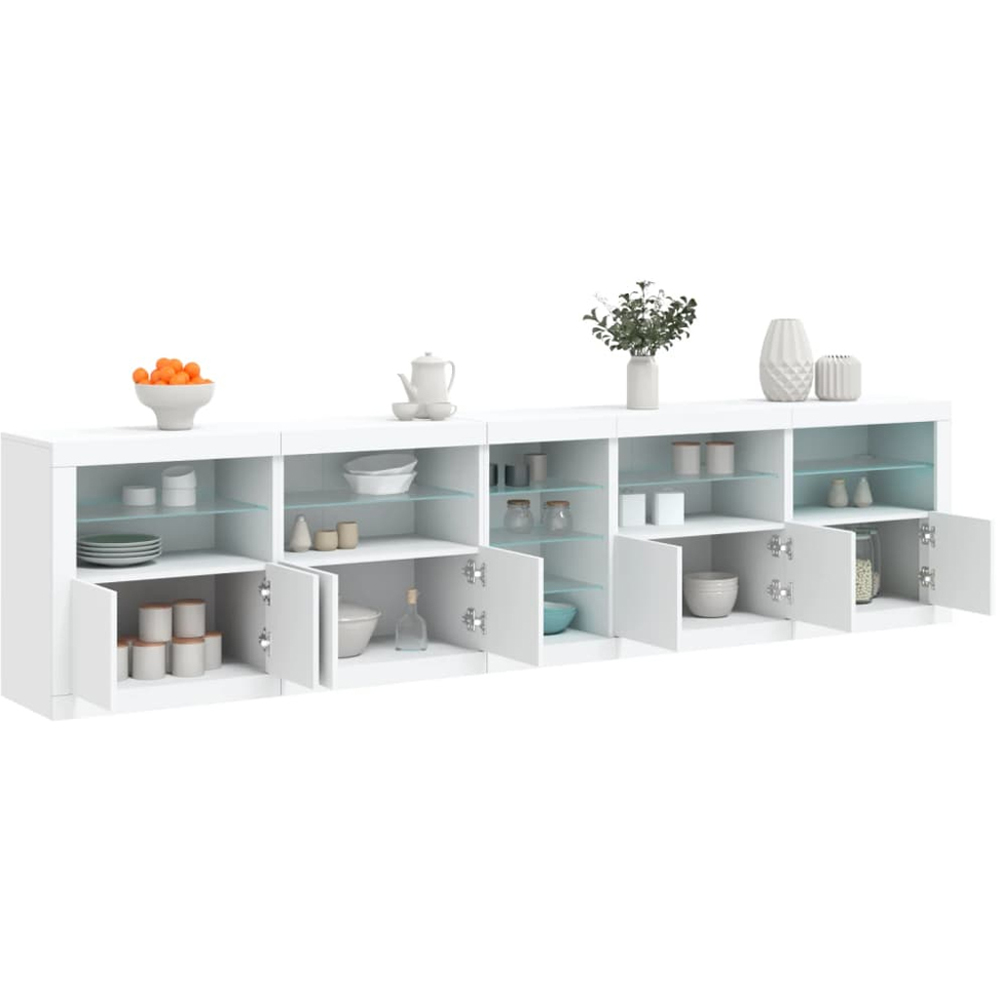 vidaXL 8 Door 12 Shelf White LED Sideboard 5 Piece Image 2