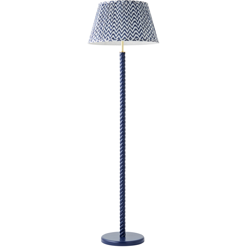 ValueLights Amara Blue Chevron Pleated Shade Navy Twist Floor Lamp with Bulb Image 1