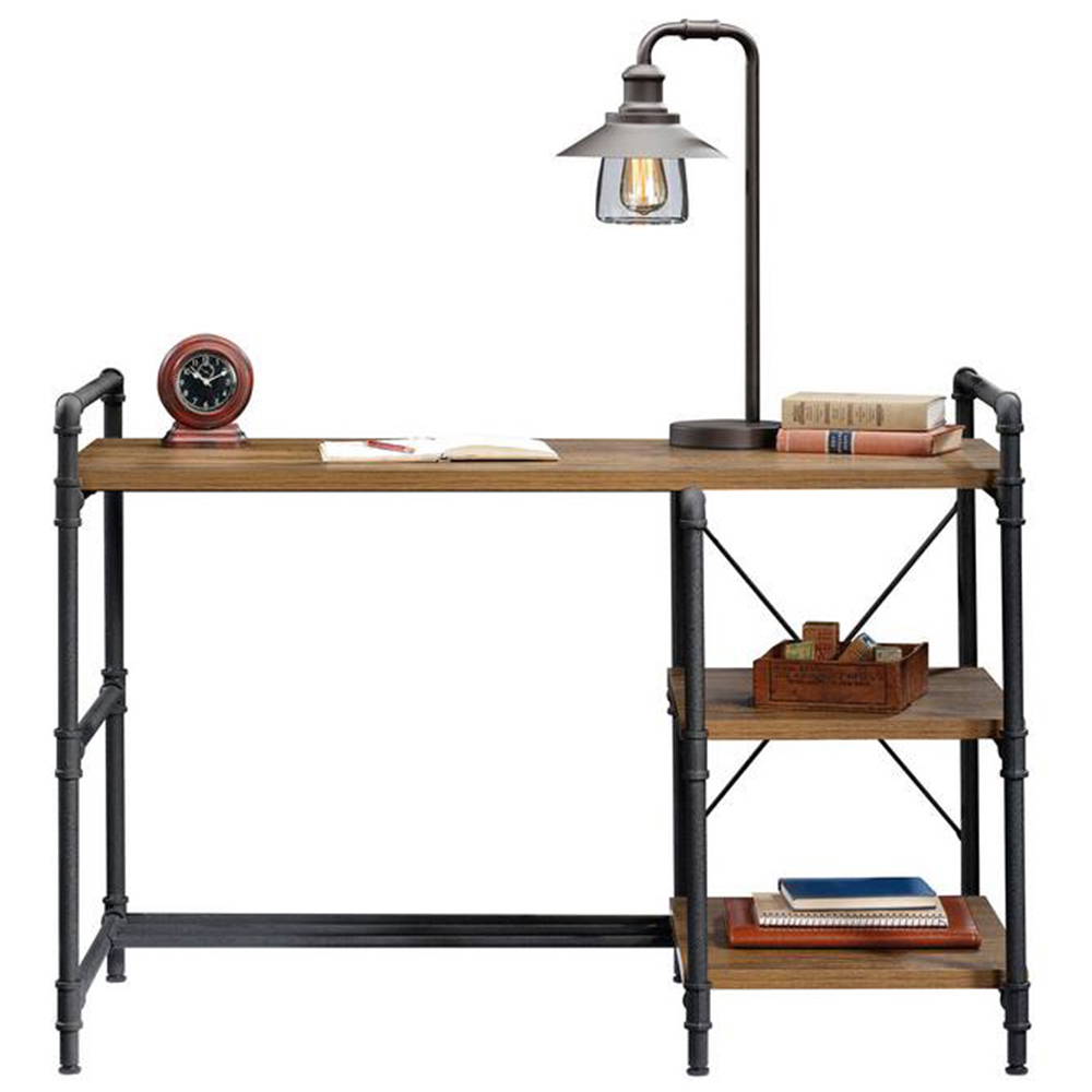 Teknik Office Iron Foundry Checked Oak Finish Desk Brown Image 3