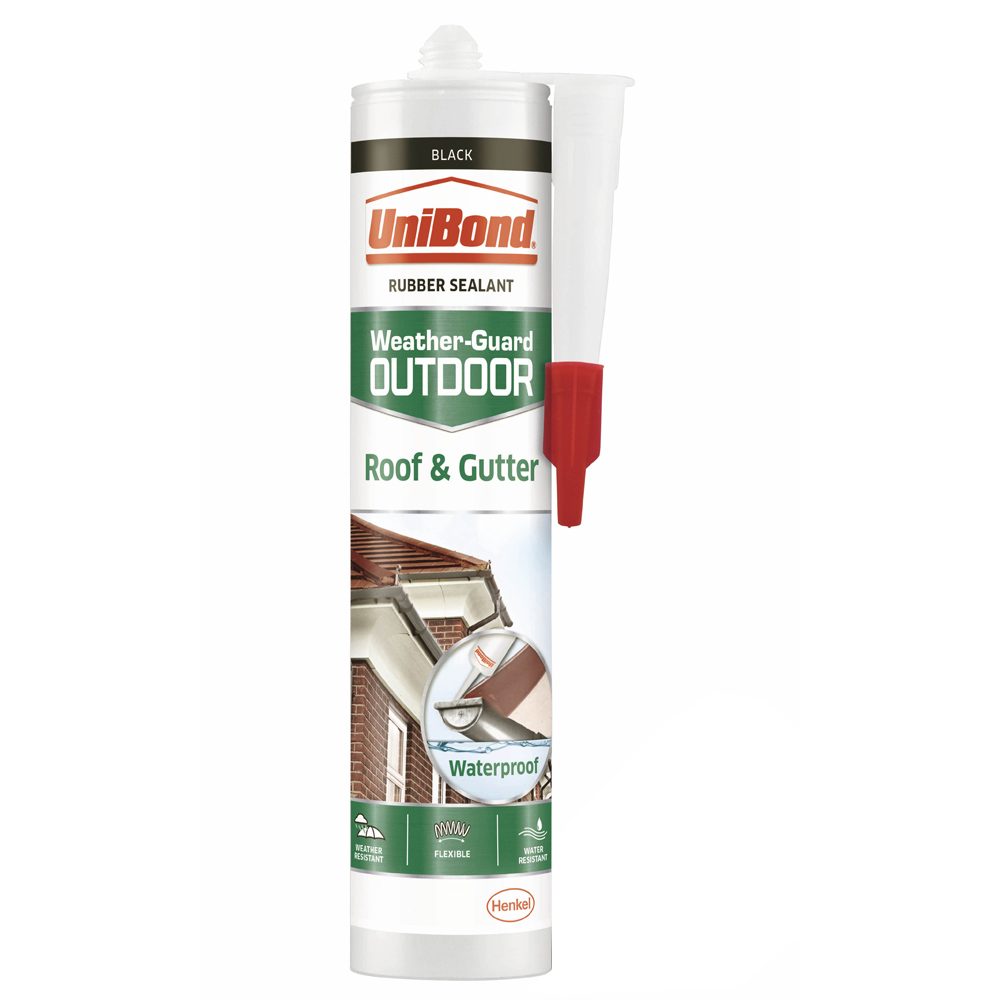 UniBond Black Roof and Gutter Outdoor Sealant Cartridge 504g Image 1