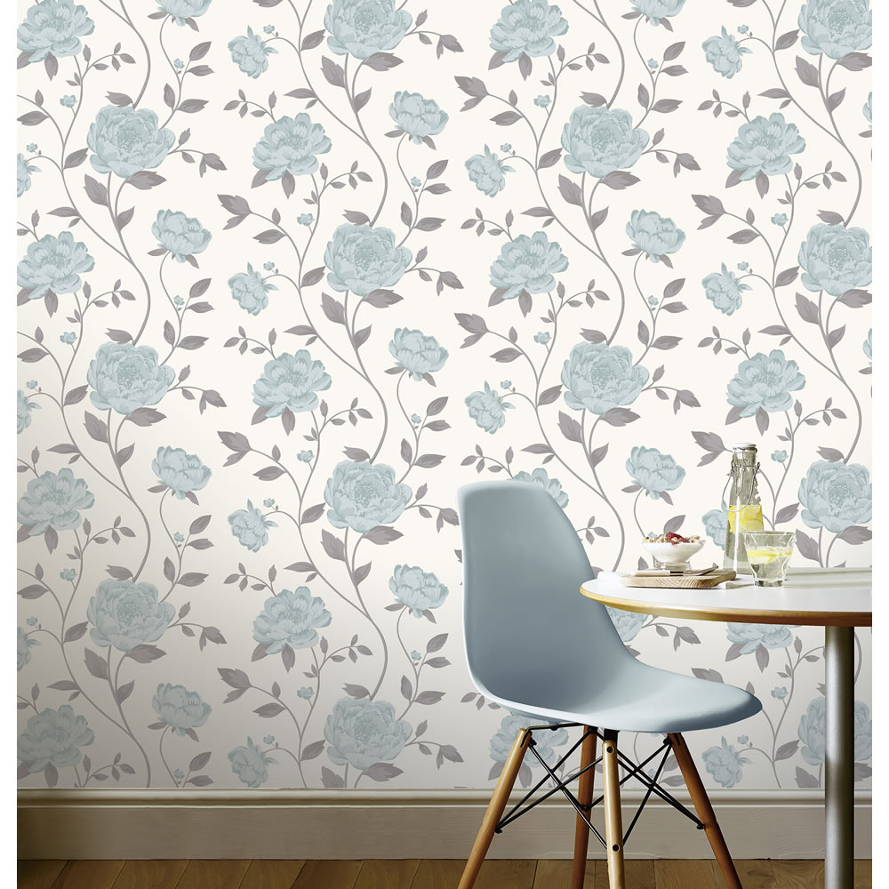 Wilko Isabel Bloom Teal Wallpaper Image 2