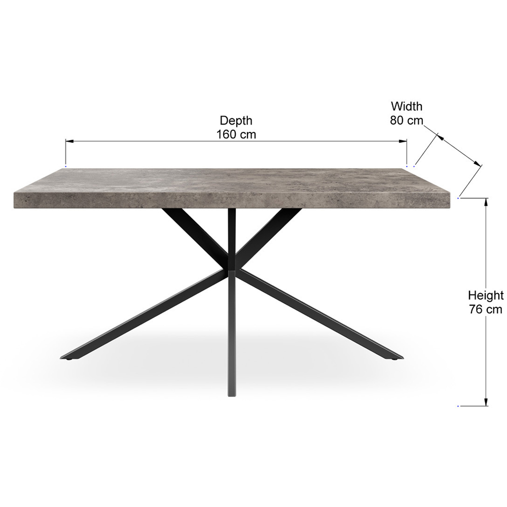 Furniture Online Donni 6 Seater Dining Table Concrete Effect and Black Image 6