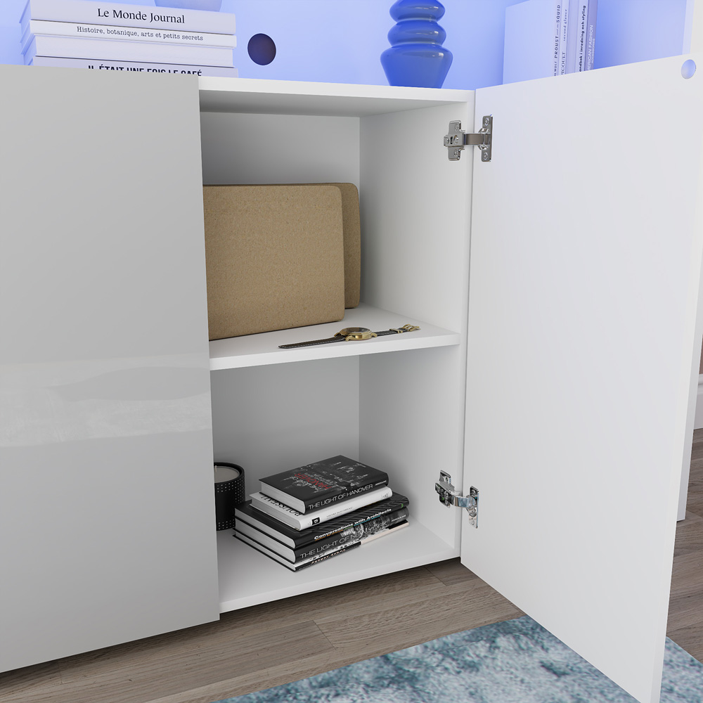 Vida Designs Nova 3 Door White and Grey LED Sideboard Image 3