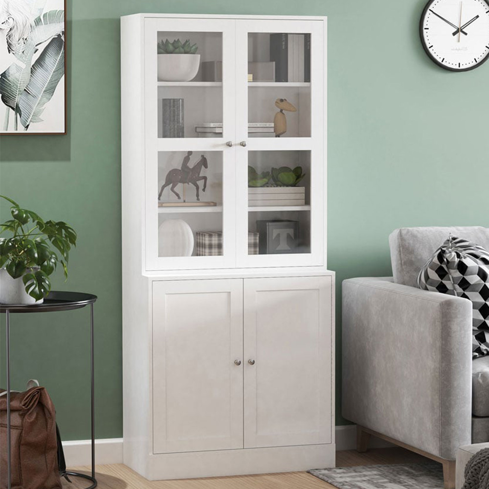 Portland 4 Door White Modern Display Storage Cabinet Image 1