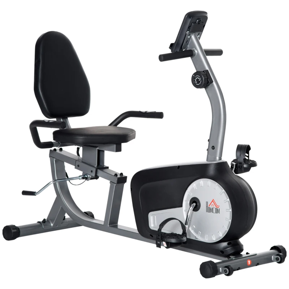 HOMCOM Black and Grey Magnetic Resistance Semi Recumbent Exercise Bike Image 1