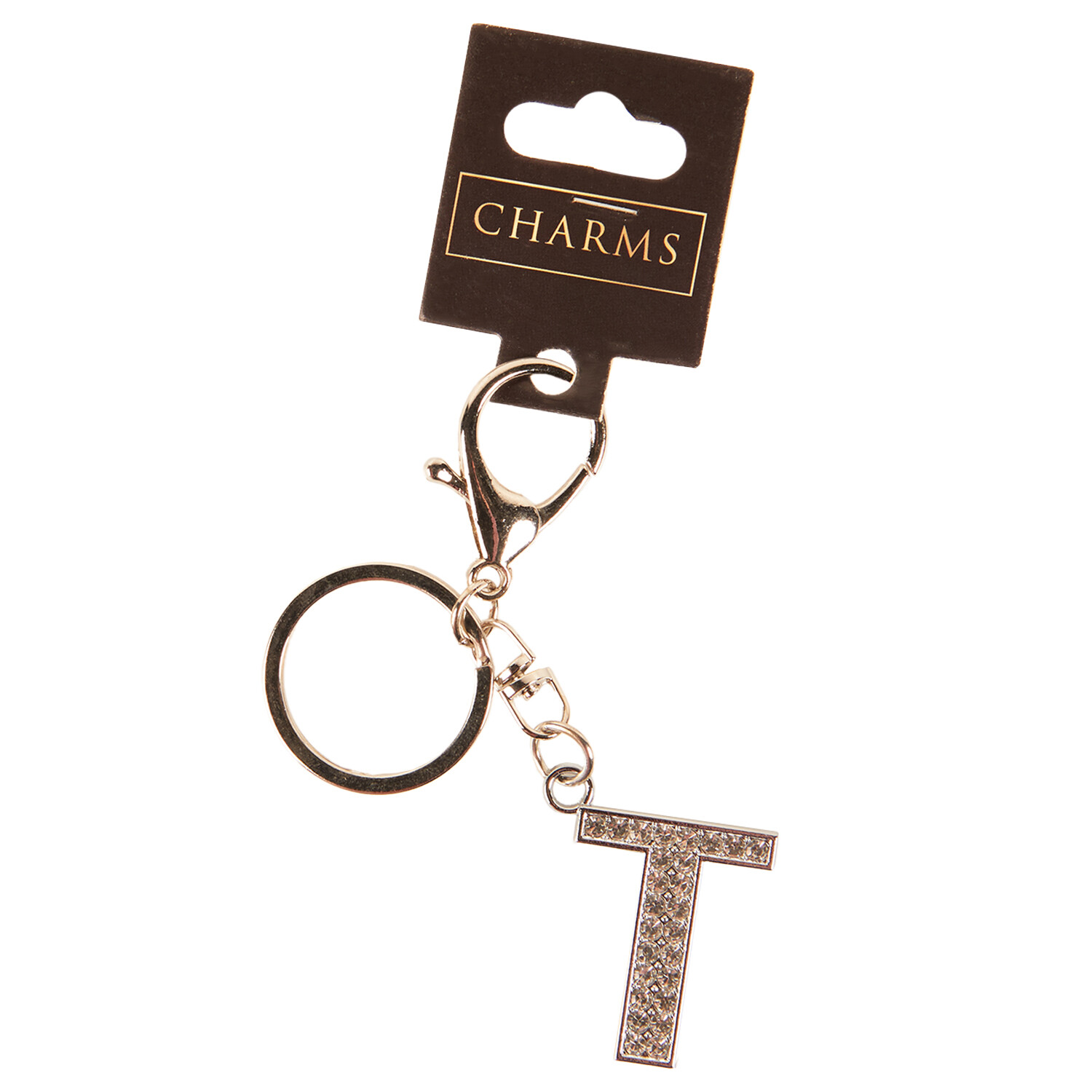 Letter Charm Keyring Silver T Image