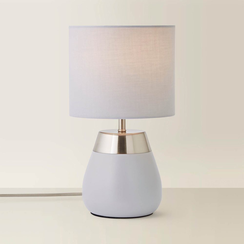 ValueLights Hurst Drum Shade Grey Touch Table Lamp with Bulb Image 5