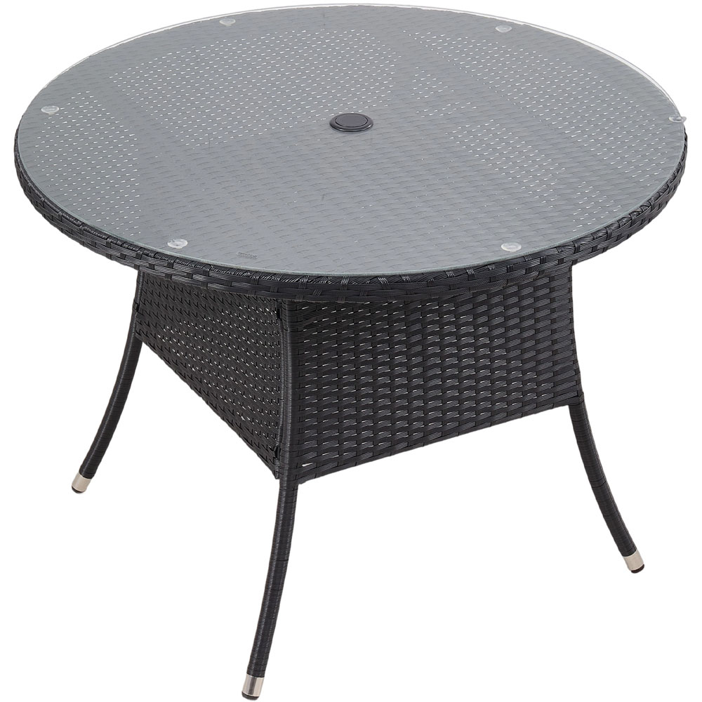 Living and Home Garden Rattan Round Table with Parasol Hole Image 2