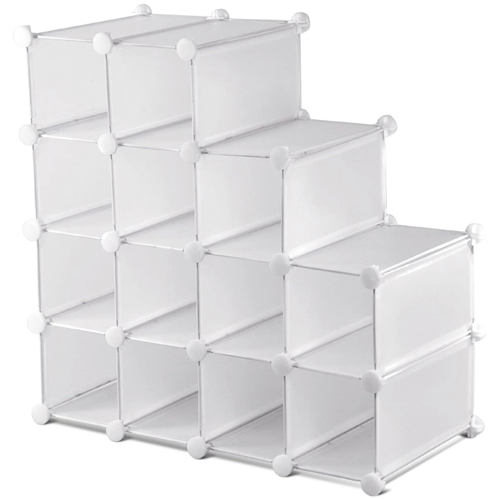 AMOS 16 Pair White Interlocking Cube Shoe Storage Rack Image 1