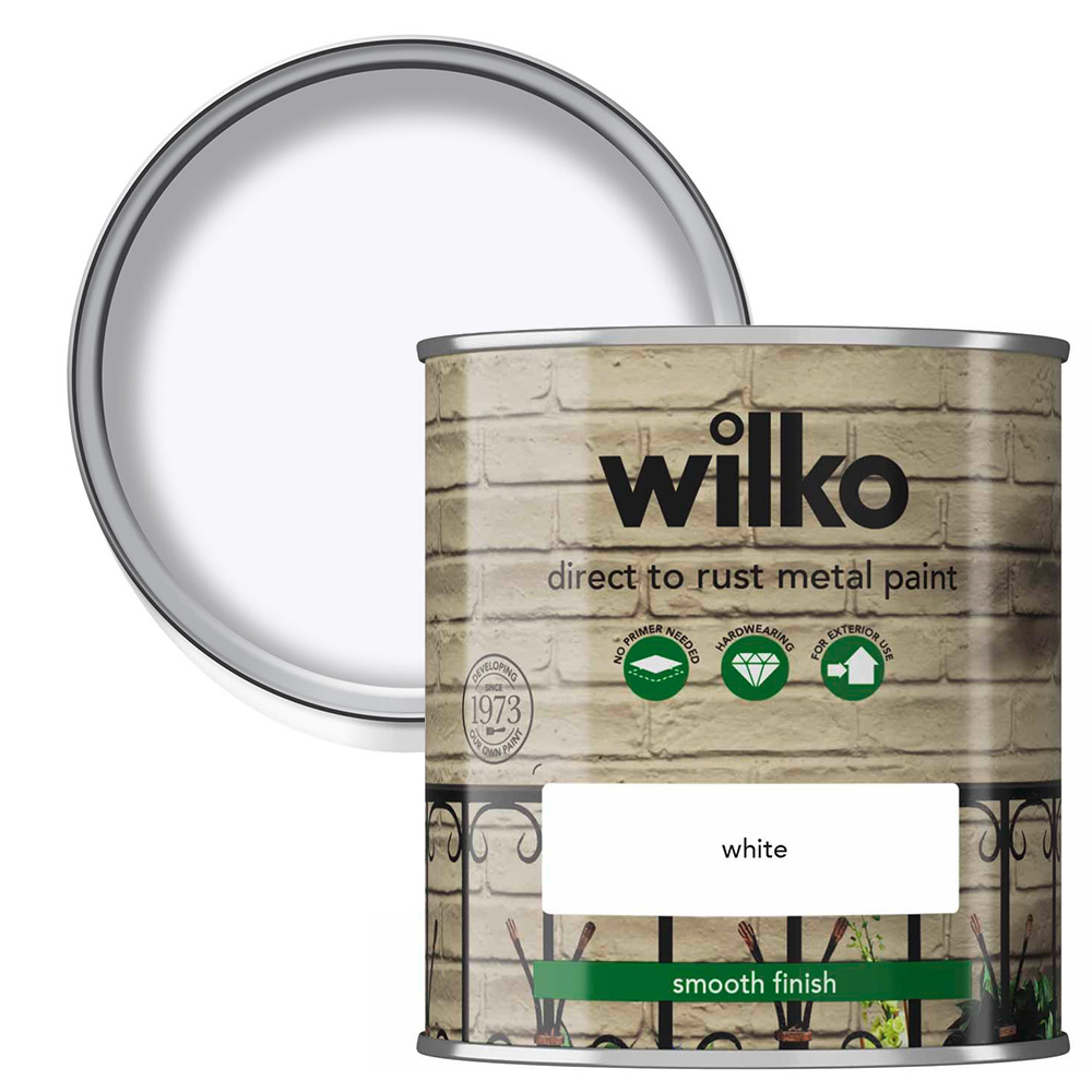 Wilko Direct to Rust White Smooth Metal Paint 250ml Image 1