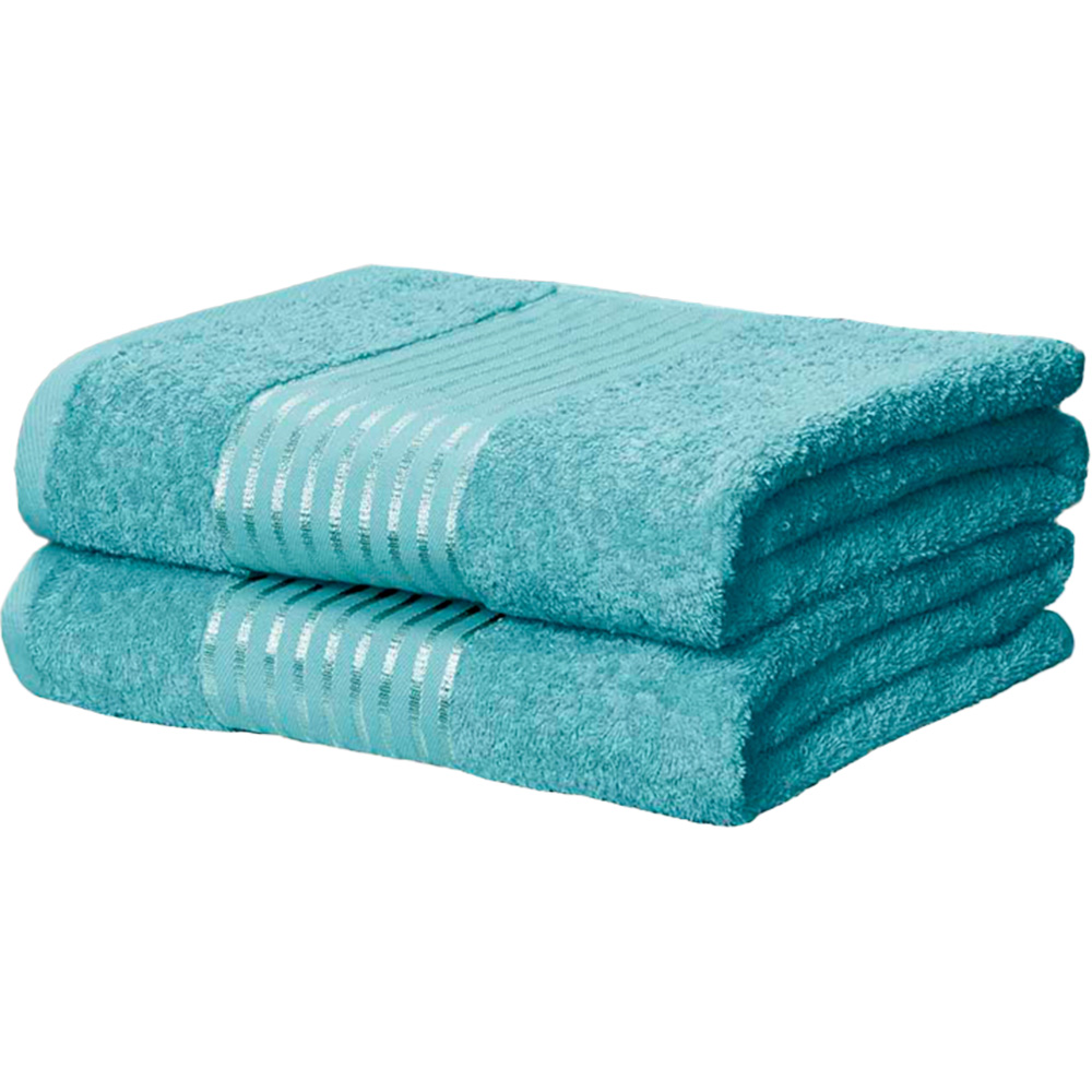 Rapport Home Windsor Pure Cotton Turquoise Bath Sheet Set of 2 Image 1