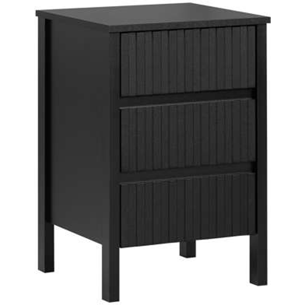 Birlea Axis 3 Drawer Black Fluted Bedside Table Image 2