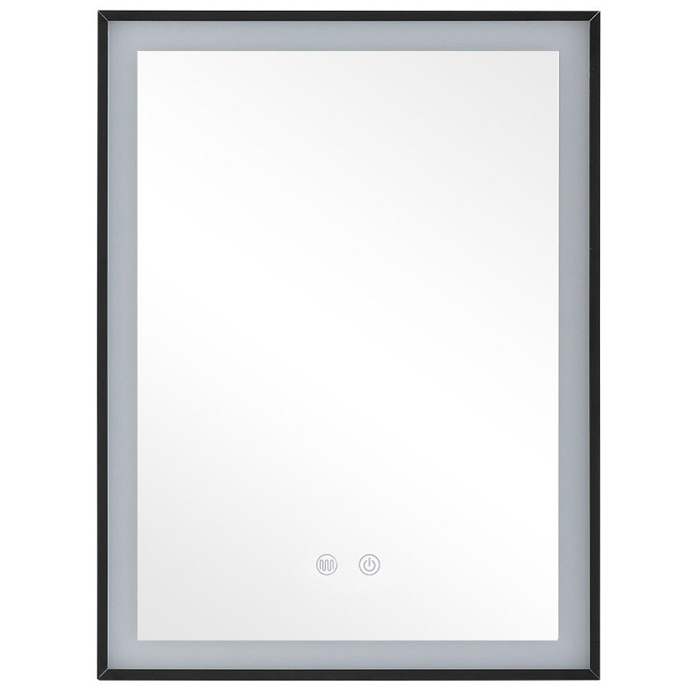 Living and Home White Black Framed LED Mirror Bathroom Cabinet Image 2