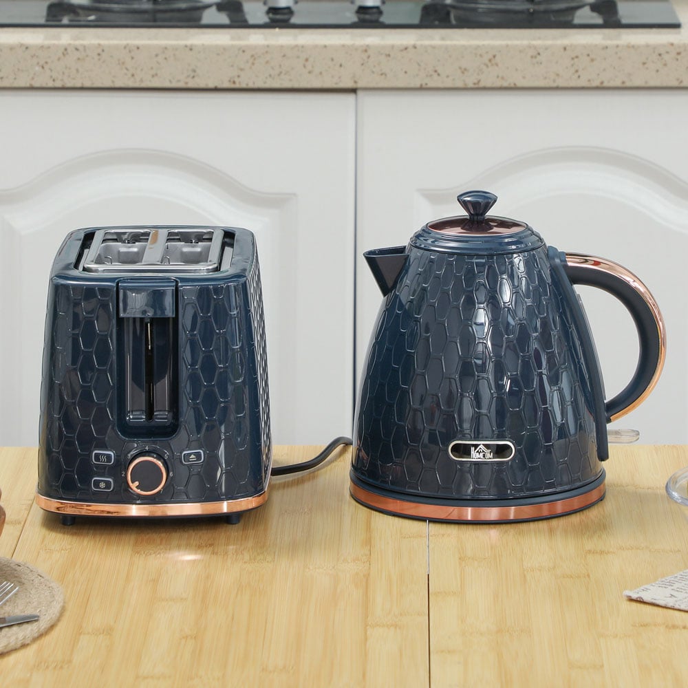 HOMCOM 800-181V70BU Blue 1.7L Kettle and 2 Slice Toaster Set Image 7