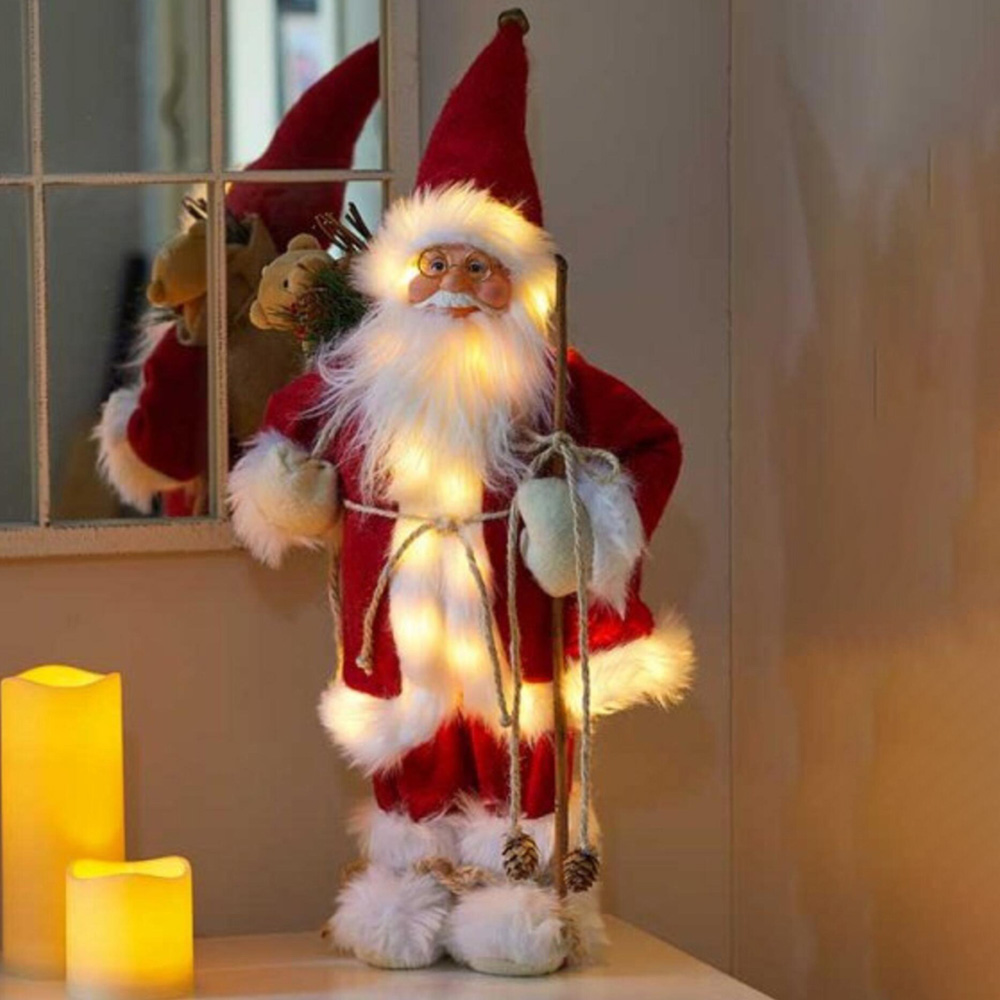 Samuel Alexander 22 Warm White LED Battery Operated Red Santa Claus with Brown Sack 45cm Image 1