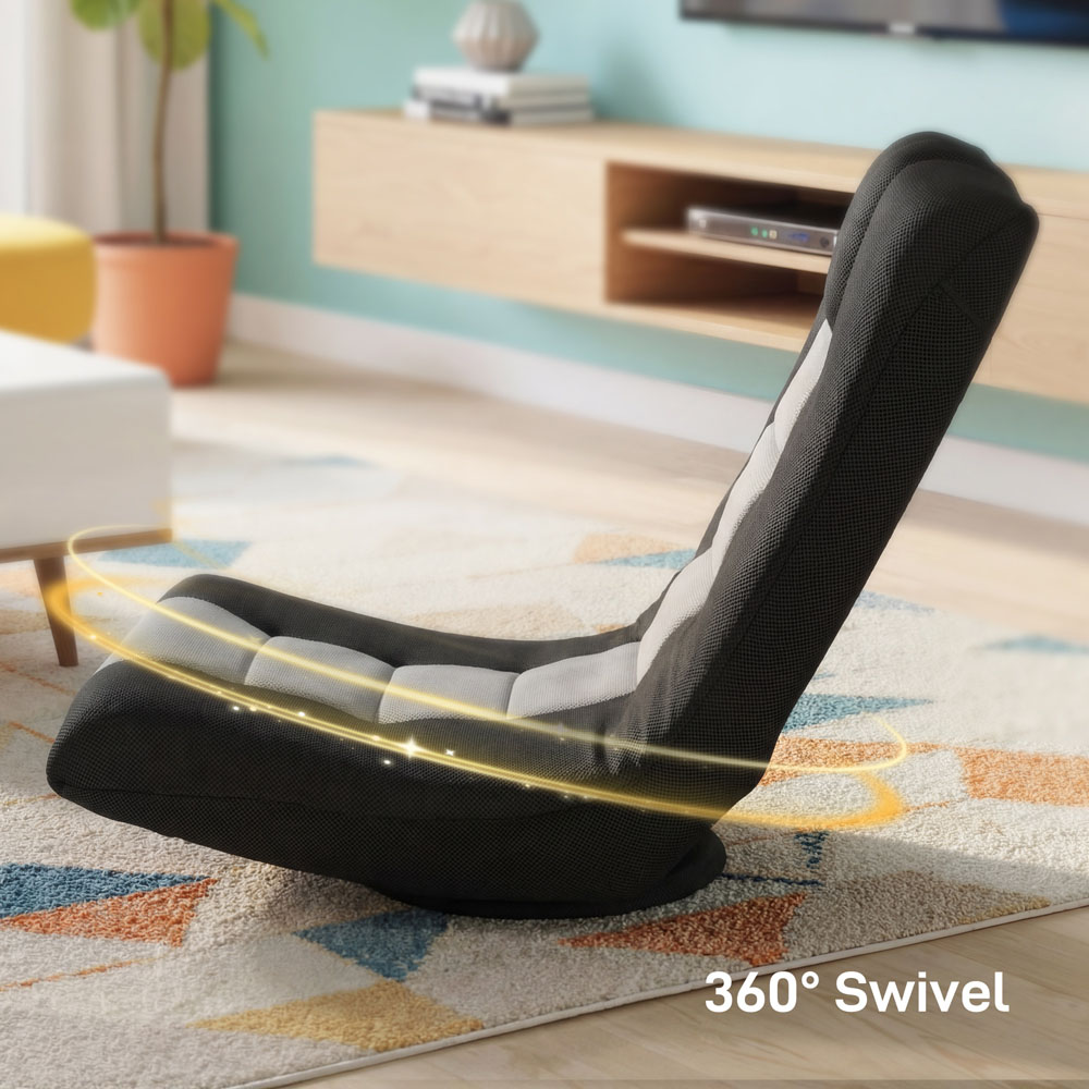 Portland Black Wide Seat Folding Floor Chair with Adjustable Backrest Image 5