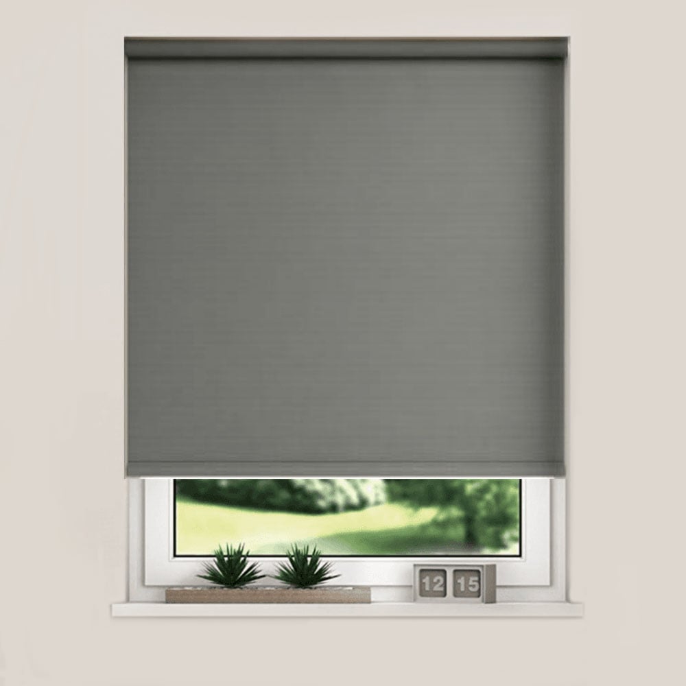 New Edge Blinds Blackout Roller Blinds Slate Grey 115cm Image 1