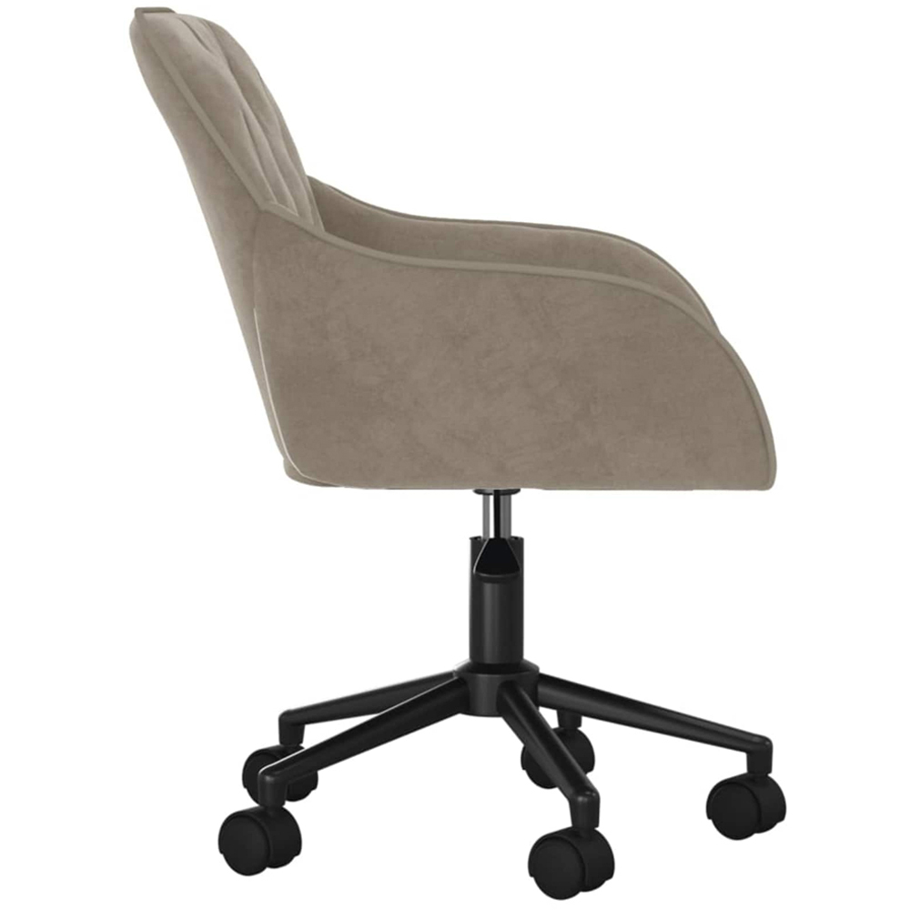 vidaXL Set of 2 Light Grey Velvet Height-Adjustable Swivel Dining Chair with Wheels Image 5