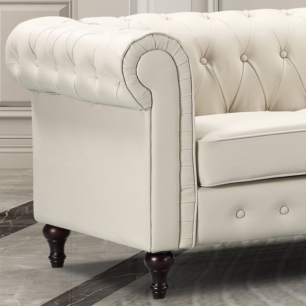 Richland 2 Seater Cream Leather Sofa Image 2