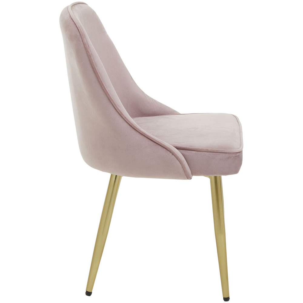 Premier Housewares Demi Dusky Pink Velvet Dining Chair Image 4