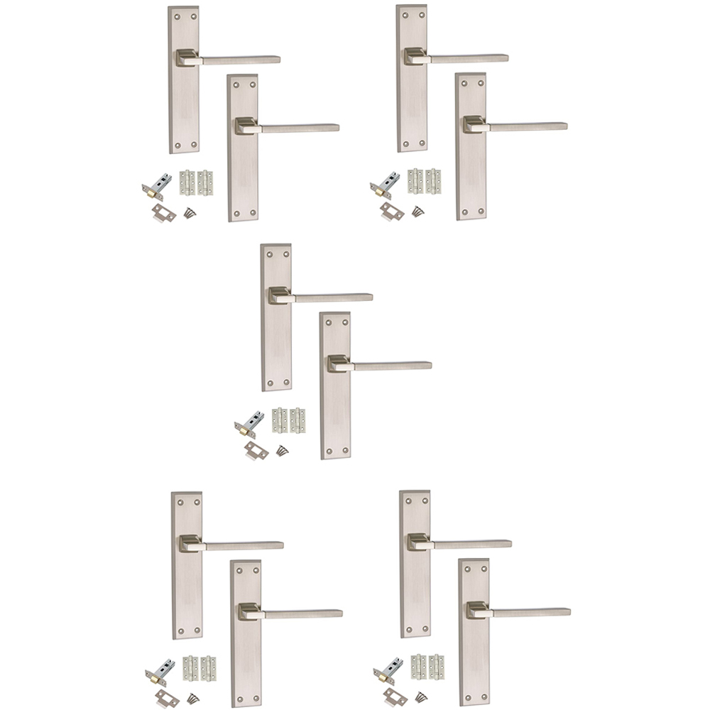 Golden Grace Duo Finish Aztec Latch Door Handle Set 200 x 42mm 5 Pack Image 1