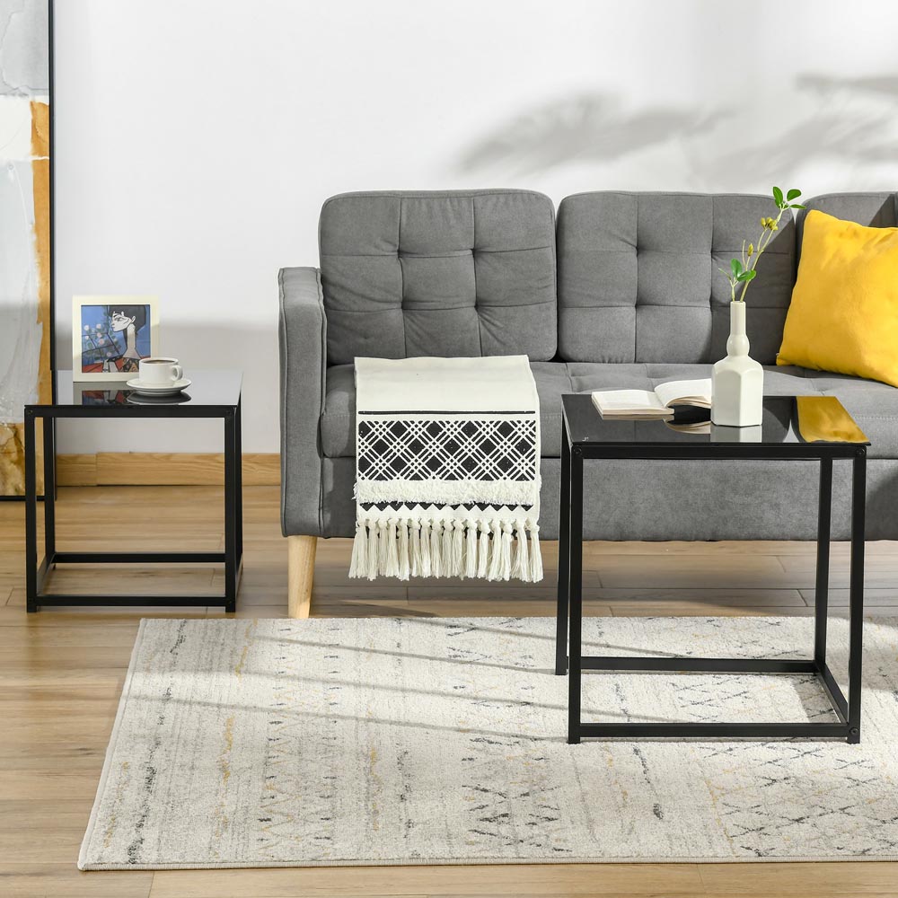 Portland Modern Black Nest of Tables Set of 2 Image 5