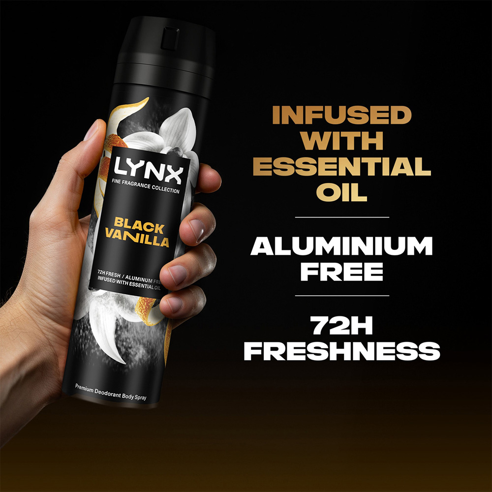 Lynx Fine Fragrance Collection Black Vanilla Deodorant Body Spray 200ml 6 Pack Image 7