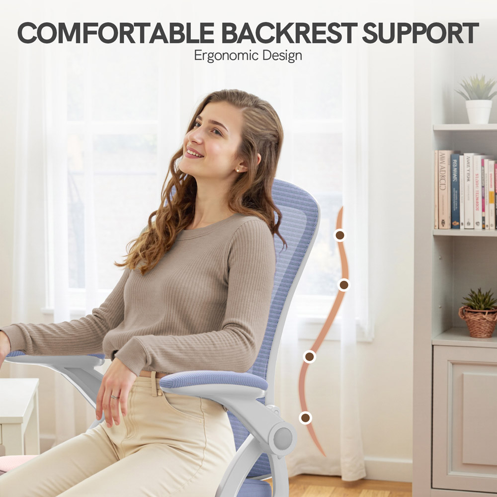 Rattrix Purple Office Chair with Flip-Up Armrest and Lumbar Support Image 5