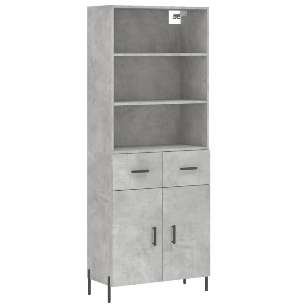 vidaXL 2 Door 2 Drawer 3 Shelf Concrete Grey Highboard Image 2